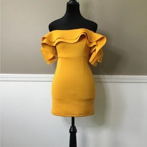 WinWin Strapless Mustard Dress